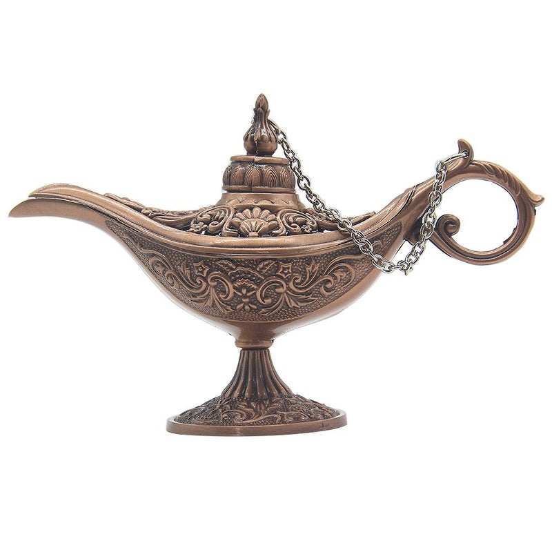 AVESON Classic Vintage Hollow Magic Genie Light Costume Lamp Home Table Decoration & Gift, Small (4.7"x1.7"x2.9"), Copper - Image 1